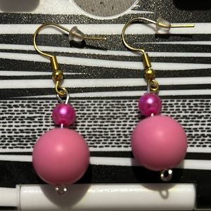 Homemade Medium Pink Bubble Earrings